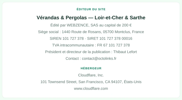 Coordonnées légales de l’éditeur et de l’hébergeur du site